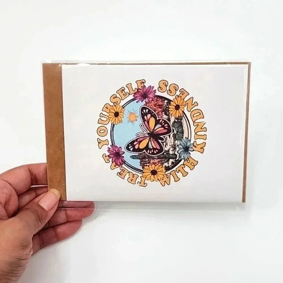 Treat Yourself With Kindness Handmade Greeting Blank Card 4x6 - Picture 1 of 1